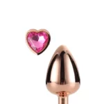 Analni plug u roza boji zlata s dijamantom u obliku srca na dnu
