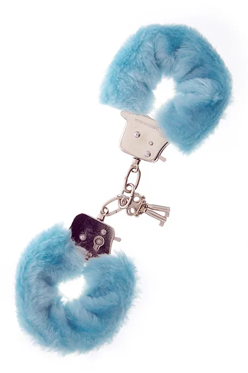 Metalne lisice s baby blue krznom i 2 ključa