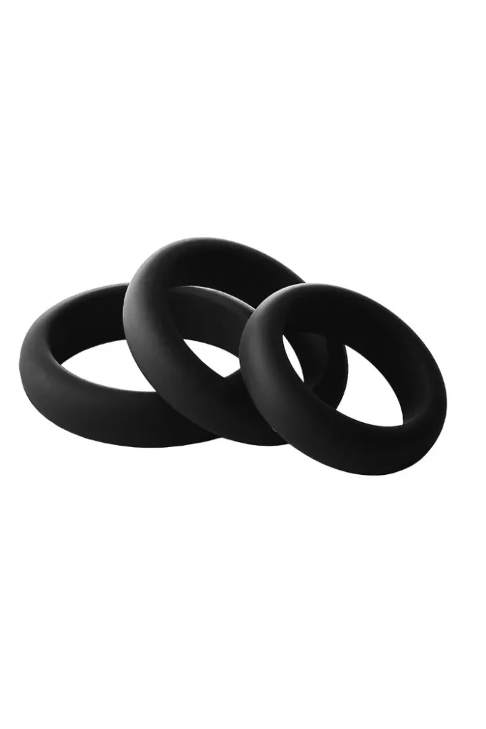 Tri deblja prstena za penis crne boje u različitim veličinama
