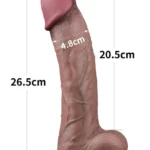 Realistični silikonski dildo 26 cm od platinastog silikona s prianjajućom bazom, dvostruki sloj materijala, prirodan izgled i promjer 4,5 do 4,8 cm