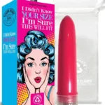 Crveni mini vibrator s porukom “I'm Sure This Will Fit” u poklon pakiranju