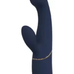 Hestia Nodding duo vibrator s pokretnom glavom, tamnoplavi dizajn s detaljima u zlatnoj boji