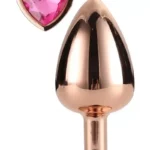 ANAL PLUG Gleaming Love Rose Gold L metalni analni plug 9,5 cm promjer 4,3 cm s draguljem u obliku srca