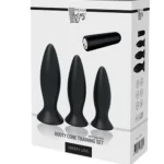 CHEEKY LOVE Booty Cone Training Set 3 silikonska analna pluga s vibracijom IPX7 vodootporni punjivi set različite veličine