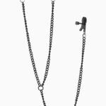 Blaze Deluxe štipaljke za bradavice i klitoris crne metalne podesive nipple štipaljke s lancima i PVC zaštitom BDSM dodatak