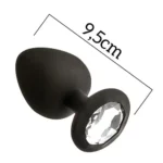 Crni silikonski analni plug s kristalom
