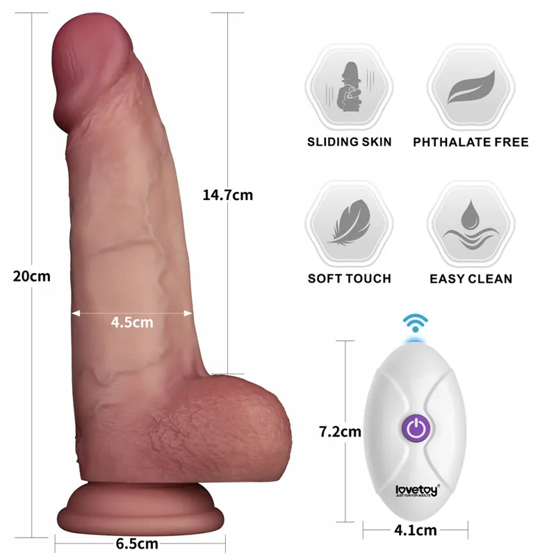 Sliding Skin Pro II silikonski vibrator s daljinskim upravljanjem realističan dual density USB punjiv