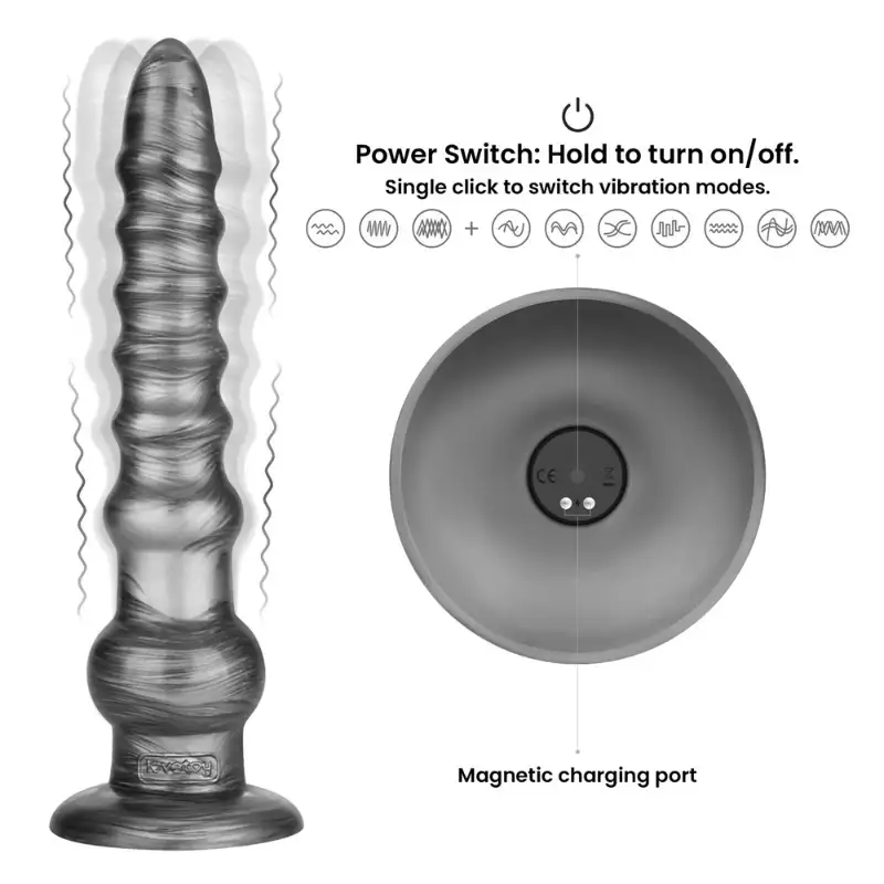 Vibrax Slider 30 cm vibrator USB punjiv fleksibilni s vakuum bazom 10 funkcija crni vodootporan