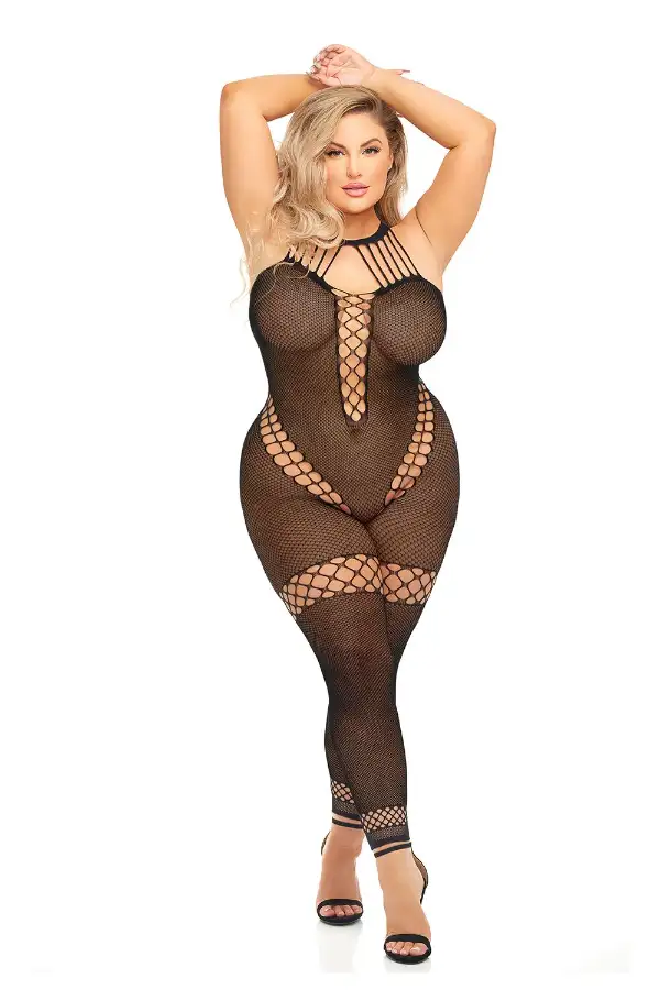 Plus size bodysuit mrežasti