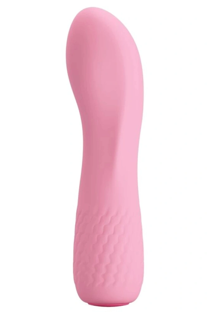 Alice Pink silikonski vibrator s USB punjenjem u rozoj boji, silikonska površina, dimenzije 11,9 × 3,1 cm