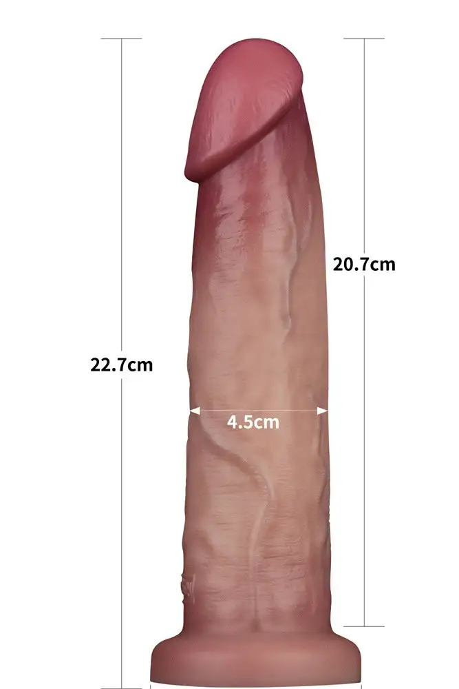 Sliding Skin Pro realistični dvoslojni silikonski dildo 21 cm s teksturom nalik koži, dvoslojnom konstrukcijom i promjerom 4,2 do 4,5 cm.