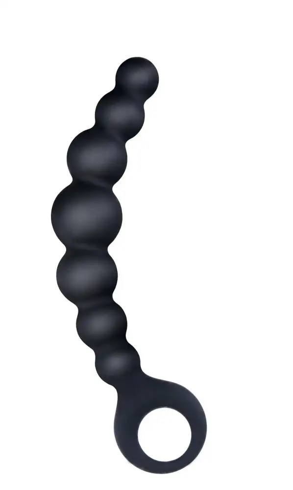 Silikonske analne kuglice Arse Beads crne boje, 6 kuglica, duljina 16 do 17 cm, promjer 2 do 3 cm, vodootporni intimni proizvod