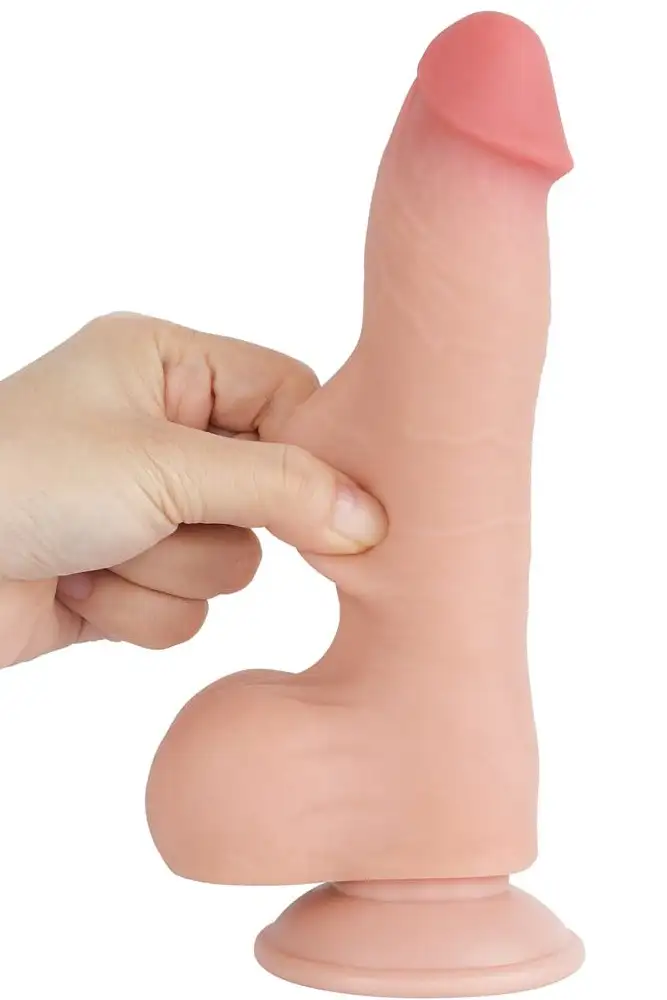 realistični dildo 20 cm sliding skin dual layer fleksibilni dodatak vakuumska baza