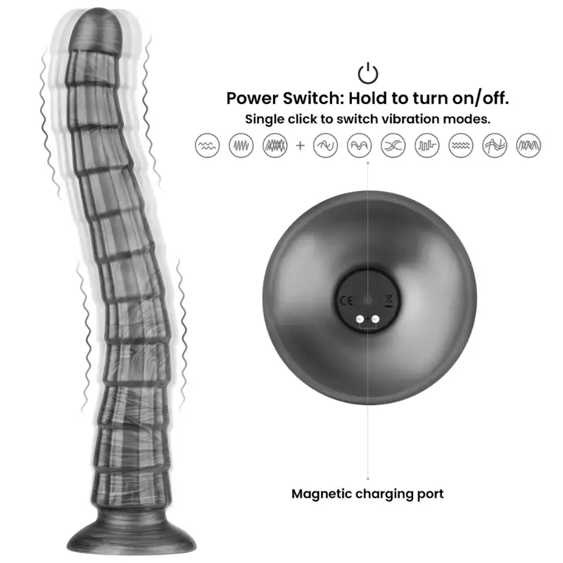 Vibrax Slider 34 cm USB vibrator fleksibilni progresivna širina 3-5 cm vakuum baza crni