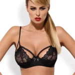 Wonderia push-up grudnjak S/M Obsessive s čipkom, djelomično podstavljenim košaricama, žicom, dekorativnim trakicama i satenskom mašnicom