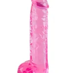 Pink Dildo Jelly Bubblegum Blast (12–17 cm) – ružičasti realistični dildo od fleksibilnog TPE materijala s vakuumskom bazom.