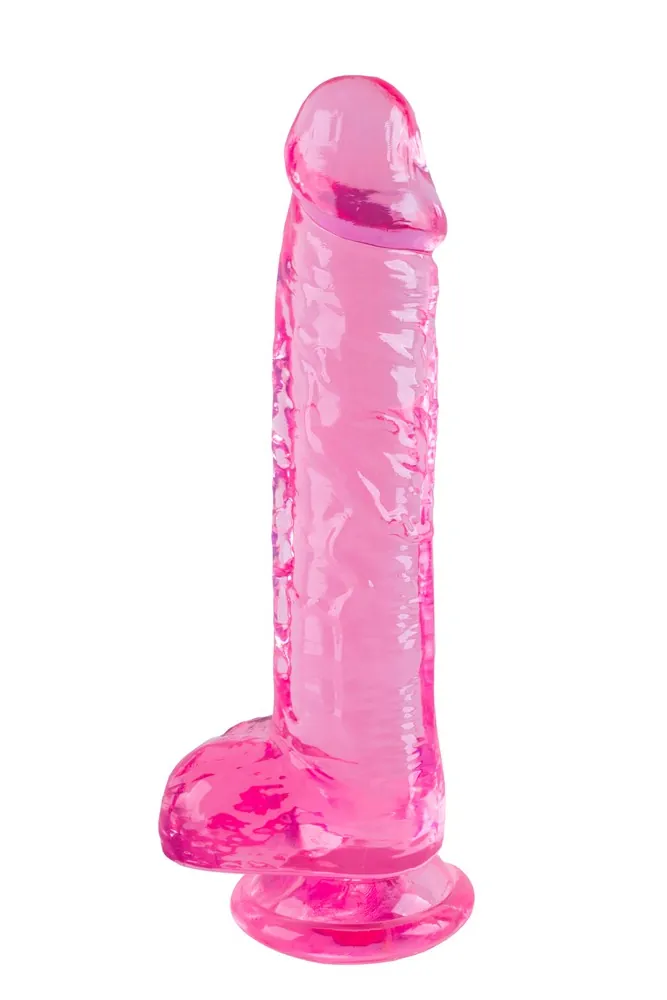 Pink Dildo Jelly Bubblegum Blast (12–17 cm) – ružičasti realistični dildo od fleksibilnog TPE materijala s vakuumskom bazom.